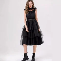 Wednesday Addams Addams family Wednesday Dress Tulle Dresses Punk & Gothic Movie Cosplay for Women's Adults Carnival Masquerade Party / Evening