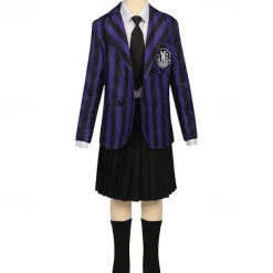 Wednesday Addams Addams family Nevermore Academy Enid Sinclair Costume School Uniform Fancy Dress Movie Cosplay for Girls' Kid's Halloween Carnival Performance Party