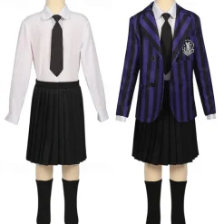 Wednesday Addams Addams family Nevermore Academy Enid Sinclair Costume School Uniform Fancy Dress Movie Cosplay for Girls' Kid's Halloween Carnival Performance Party