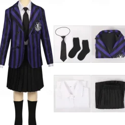 Wednesday Addams Addams family Nevermore Academy Enid Sinclair Costume School Uniform Fancy Dress Movie Cosplay for Girls' Kid's Halloween Carnival Performance Party