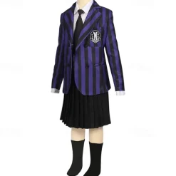 Wednesday Addams Addams family Nevermore Academy Enid Sinclair Costume School Uniform Fancy Dress Movie Cosplay for Girls' Kid's Halloween Carnival Performance Party