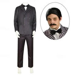 Wednesday Addams Addams family Gomez Addams Coat Blouse / Shirt Pants Men's Boys Movie Cosplay Men's suit Coat Shirt Pants Halloween Masquerade With Wig