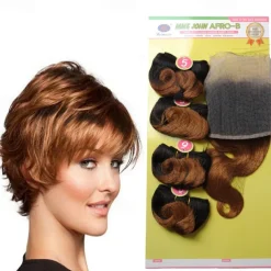 Weft Hair weave Afro-B 13*4 Front Lace Human Hair Virgin Human Hair 4 Bundles/pack Body Wave Blonde Black Brown Hair Extensions