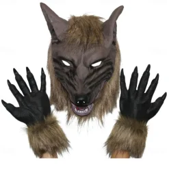 Werewolf Halloween Gloves Mask Halloween Props Funny Scary Costume Adults' Men's Women's Halloween Carnival Mardi Gras Easy Halloween Costumes Dress Up