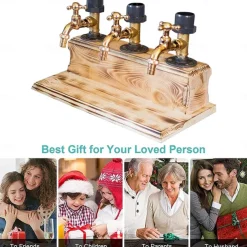 Whiskey Wood Dispenser,Faucet Shape Liquor Dispenser, Daddy Favorite Whiskey Wine Wood Dispenser for Home Bar Dinner Party Restaurant, Dad Papa Boyfriend Husband Gift