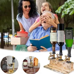 Whiskey Wood Dispenser,Faucet Shape Liquor Dispenser, Daddy Favorite Whiskey Wine Wood Dispenser for Home Bar Dinner Party Restaurant, Dad Papa Boyfriend Husband Gift