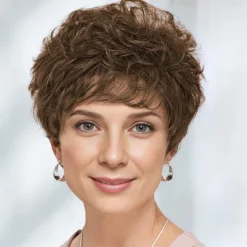 WhisperLite Wig Short Lightweight Style with Chic Cropped Layers/Multi-tonal Shades of Blonde Silver Brown and Red