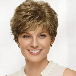 WhisperLite Wig Short Lightweight Style with Chic Cropped Layers/Multi-tonal Shades of Blonde Silver Brown and Red