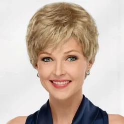 WhisperLite Wig Short Lightweight Style with Chic Cropped Layers/Multi-tonal Shades of Blonde Silver Brown and Red