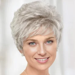 WhisperLite Wig Short Lightweight Style with Chic Cropped Layers/Multi-tonal Shades of Blonde Silver Brown and Red