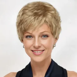 WhisperLite Wig Short Lightweight Style with Chic Cropped Layers/Multi-tonal Shades of Blonde Silver Brown and Red