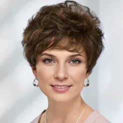 WhisperLite Wig Short Lightweight Style with Chic Cropped Layers/Multi-tonal Shades of Blonde Silver Brown and Red