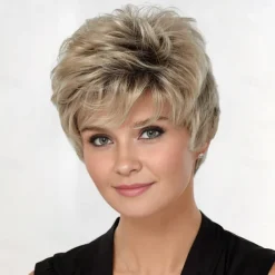 WhisperLite Wig Short Lightweight Style with Chic Cropped Layers/Multi-tonal Shades of Blonde Silver Brown and Red
