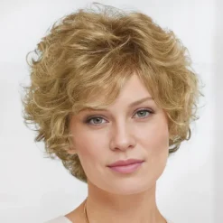 WhisperLite Wig Short Volume-Rich Layers Of Soft Feathery Waves/Multi-tonal Shades of Blonde Silver Brown and Red