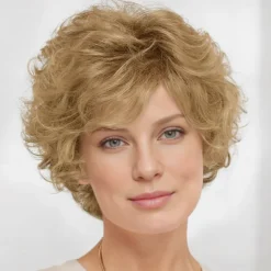 WhisperLite Wig Short Volume-Rich Layers Of Soft Feathery Waves/Multi-tonal Shades of Blonde Silver Brown and Red