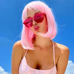 White Bob Wigs for Women short white wig with bangs Straight Bob Wigs Synthetic Cosplay Daily Party Wig Halloween Wigs