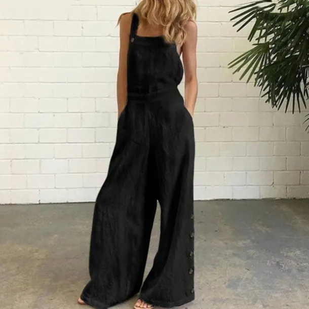 White Jumpsuits for Women Rompers Bib Slacks Wide Leg Full Length Pants Weekend Yoga Micro-elastic Plain Comfort Mid Waist Loose White Black Gray Khaki Navy Blue S M L XL XXL