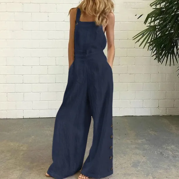 White Jumpsuits for Women Rompers Bib Slacks Wide Leg Full Length Pants Weekend Yoga Micro-elastic Plain Comfort Mid Waist Loose White Black Gray Khaki Navy Blue S M L XL XXL