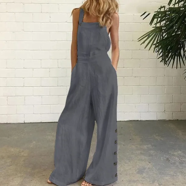 White Jumpsuits for Women Rompers Bib Slacks Wide Leg Full Length Pants Weekend Yoga Micro-elastic Plain Comfort Mid Waist Loose White Black Gray Khaki Navy Blue S M L XL XXL