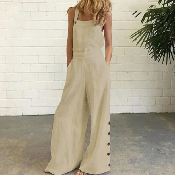 White Jumpsuits for Women Rompers Bib Slacks Wide Leg Full Length Pants Weekend Yoga Micro-elastic Plain Comfort Mid Waist Loose White Black Gray Khaki Navy Blue S M L XL XXL