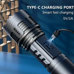 White Laser Super Powerful Flashlight 5000LM TYPE-C Rechargeable Torch Light High Power LED Flashlight Tactical Lantern