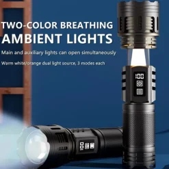 White Laser Super Powerful Flashlight 5000LM TYPE-C Rechargeable Torch Light High Power LED Flashlight Tactical Lantern