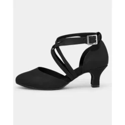 White Satin Dance Shoes with Cross-Strap Design – Mid Heel, Open Toe for Women – Ideal for Weddings, Formal Events, and Dance Competitions