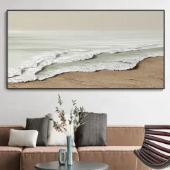 White Sea Waves Oil Painting Hand Painted Large Texture Sea Landscape Painting Home Decor Painting On Canvas Fashion artwork Wall Art Decoration