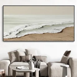 White Sea Waves Oil Painting Hand Painted Large Texture Sea Landscape Painting Home Decor Painting On Canvas Fashion artwork Wall Art Decoration