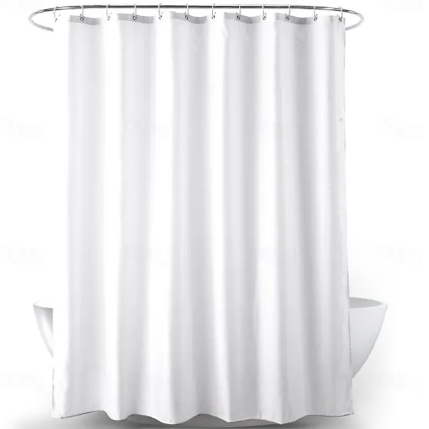 White Shower Curtain Liner White Water Repellent Weighted Fabric 180cm*180cm(70"*70") for Bathroom Hotel Spa, Odorless, Washable