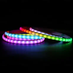 White Silicone Neon LED Light Strip, 16MM 360° Circular, RGB Flexible Dreamy Color Rope Light with 17-Key IR Controller, USB DC5V for Bedroom Indoor/Outdoor Decoration WS2811