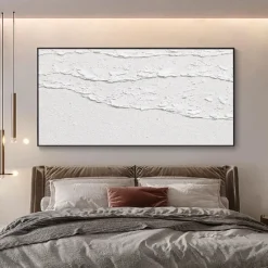 white waves Abstract painting handmade white wall art Horizontal painting art white textured wave painting wall art white Canvas oil painting wall art white abstract ocean wall art painting