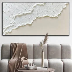 white waves Abstract painting handmade white wall art Horizontal painting art white textured wave painting wall art white Canvas oil painting wall art white abstract ocean wall art painting