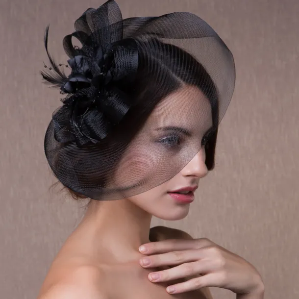 White Wedding Fascinator Tulle Beaded Organza Fascinators Hats Headwear Clip Vintage Elegant with Feathers Fur Flower 1 Piece Kentucky Horse Race Tea Party Ladies Day Headpiece