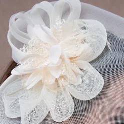 White Wedding Fascinator Tulle Beaded Organza Fascinators Hats Headwear Clip Vintage Elegant with Feathers Fur Flower 1 Piece Kentucky Horse Race Tea Party Ladies Day Headpiece