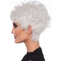 White Wigs for Women Heat Resistant Synthetic Wig Straight Layered Haircut Wig Short Creamy-White Heat Resistant Synthetic Hair Odor Free Normal White Heat Resistant 4Inch