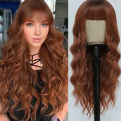 White Wigs with Bangs for Women Long Wavy Synthetic Wig Colorful Wig Hair Heat Resistant Wigs for Cosplay Party Use