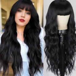 White Wigs with Bangs for Women Long Wavy Synthetic Wig Colorful Wig Hair Heat Resistant Wigs for Cosplay Party Use