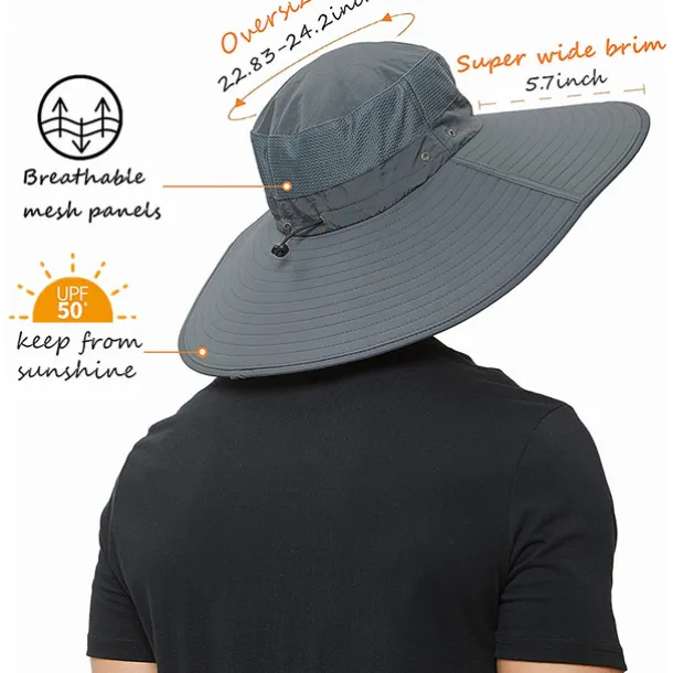 Wide Brim Sun Hat Bucket Hat UPF50+ Waterproof Packable Quick Dry Spring Summer Polyester Hat for Fishing Camping & Hiking