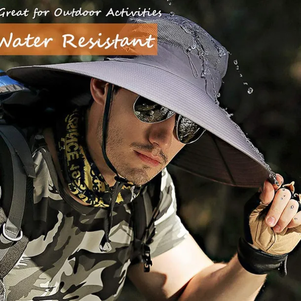 Wide Brim Sun Hat Bucket Hat UPF50+ Waterproof Packable Quick Dry Spring Summer Polyester Hat for Fishing Camping & Hiking