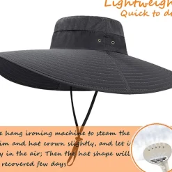 Wide Brim Sun Hat Bucket Hat UPF50+ Waterproof Packable Quick Dry Spring Summer Polyester Hat for Fishing Camping & Hiking