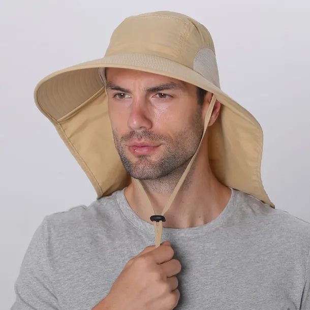 Wide Brim Sun Hat with Neck Flap, UPF50+ Hiking Fishing Hat for Men Women Summer Outdoor Portable Breathable Quick Dry Ultraviolet Resistant Hat Solid Color Black Purple Red Hunting Fishing Climbing