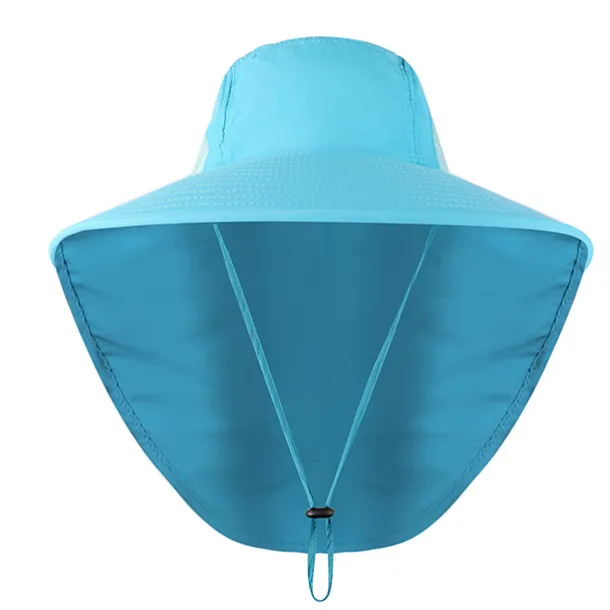 Wide Brim Sun Hat with Neck Flap, UPF50+ Hiking Fishing Hat for Men Women Summer Outdoor Portable Breathable Quick Dry Ultraviolet Resistant Hat Solid Color Black Purple Red Hunting Fishing Climbing