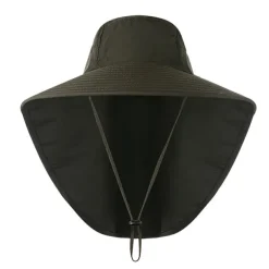 Wide Brim Sun Hat with Neck Flap, UPF50+ Hiking Fishing Hat for Men Women Summer Outdoor Portable Breathable Quick Dry Ultraviolet Resistant Hat Solid Color Black Purple Red Hunting Fishing Climbing