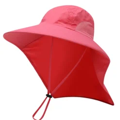 Wide Brim Sun Hat with Neck Flap, UPF50+ Hiking Fishing Hat for Men Women Summer Outdoor Portable Breathable Quick Dry Ultraviolet Resistant Hat Solid Color Black Purple Red Hunting Fishing Climbing