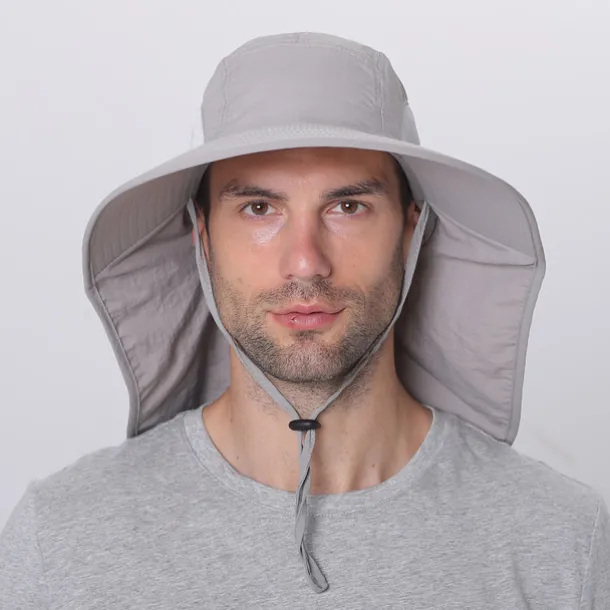 Wide Brim Sun Hat with Neck Flap, UPF50+ Hiking Fishing Hat for Men Women Summer Outdoor Portable Breathable Quick Dry Ultraviolet Resistant Hat Solid Color Black Purple Red Hunting Fishing Climbing