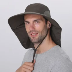 Wide Brim Sun Hat with Neck Flap, UPF50+ Hiking Fishing Hat for Men Women Summer Outdoor Portable Breathable Quick Dry Ultraviolet Resistant Hat Solid Color Black Purple Red Hunting Fishing Climbing