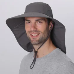 Wide Brim Sun Hat with Neck Flap, UPF50+ Hiking Fishing Hat for Men Women Summer Outdoor Portable Breathable Quick Dry Ultraviolet Resistant Hat Solid Color Black Purple Red Hunting Fishing Climbing