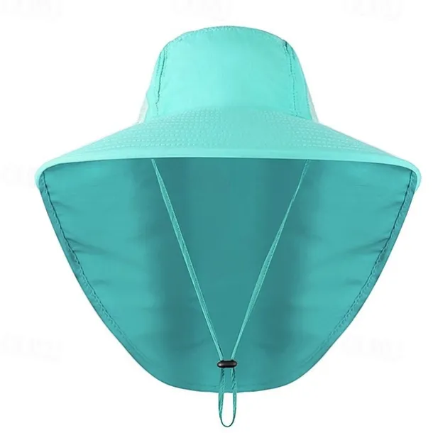 Wide Brim Sun Hat with Neck Flap, UPF50+ Hiking Fishing Hat for Men Women Summer Outdoor Portable Breathable Quick Dry Ultraviolet Resistant Hat Solid Color Black Purple Red Hunting Fishing Climbing