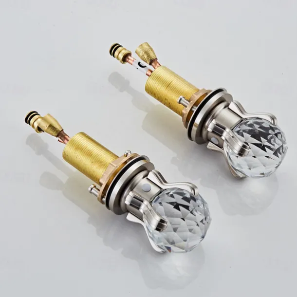 Widespread Bathroom Sink Mixer Faucet, 3 Hole 2 Crystal Handle Traditional Basin Taps Deck Mounted with Hot and Cold Hose, Vessel Water Tap